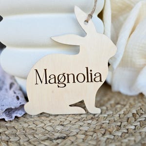 Custom Easter Basket Tag | Modern Personalized Easter Bunny Wooden Name Tag | Engraved Easter Tag | Wooden Easter Tag | Easter Basket Tags