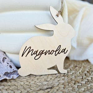 Custom Easter Basket Tag | Modern Personalized Easter Bunny Wooden Name Tag | Engraved Easter Tag | Wooden Easter Tag | Easter Basket Tags