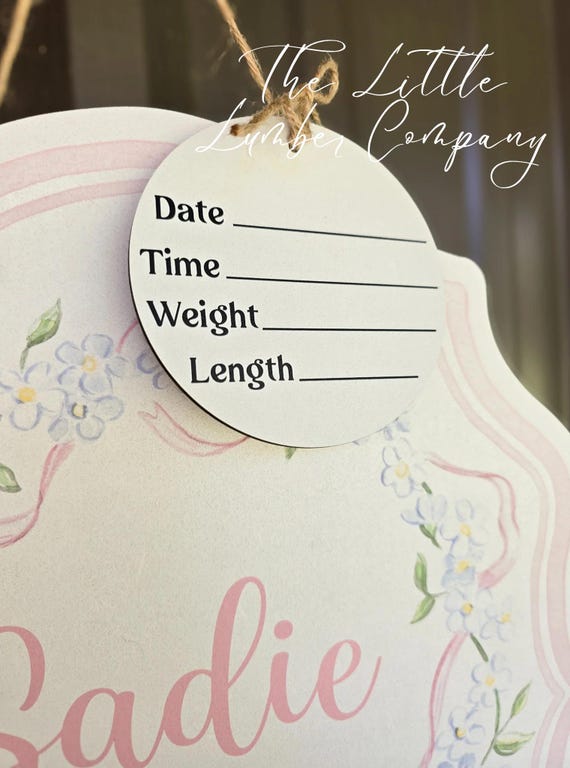 Floral Bow Printed Custom Personalized Name Sign | Hospital Door Hanger | Grandmillenal Announcement | Custom Baby Name Sign | Name Sign