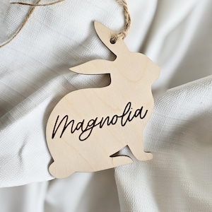 Custom Easter Basket Tag | Modern Personalized Easter Bunny Wooden Name Tag | Engraved Easter Tag | Wooden Easter Tag | Easter Basket Tags