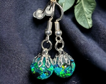 Ethiopian floating opal Sterling silver earrings,