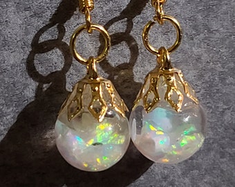 Australian opal earrings Floating opals Gold filled