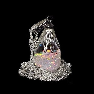 Australian floating opal necklace teardrop Vintage style