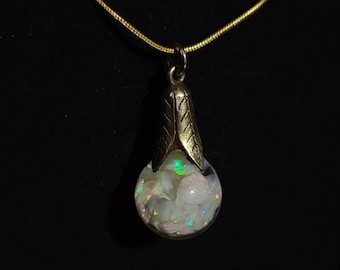 Large tulip gold filled floating opal - IRIS
