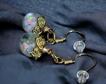 Australian Floating opal Gold earrings