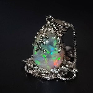 Pure sterling silver Floating opal Necklace