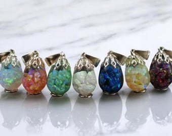 Floating Opal Necklaces Kyocera Opals Tear Drop Pendant