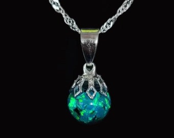 Floating opal necklace