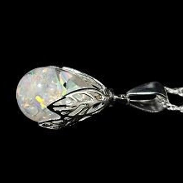 Australian opal pendant floating opal sterling