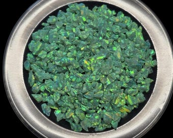 Crushed Synthetic Opal Ring Light Moss Green