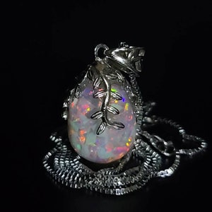 Australian floating opal necklace sterling silver