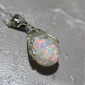 Australian opal pendant floating opal sterling