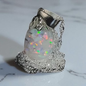 Australian floating opal necklace Teardrop Vintage style
