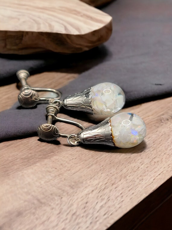 Vintage vandell floating opal earrings in sterling
