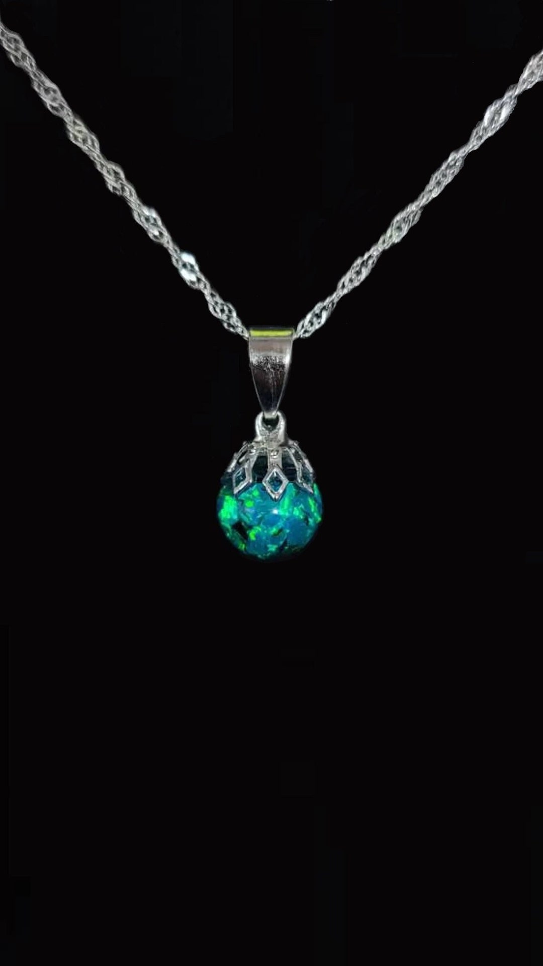 Floating Opal Necklace Etsy