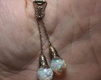 Antique Lariat horace welch floating opal necklace 14k yellow gold