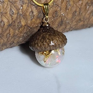 Oklahoma Golden Acorn Floating Opal necklace