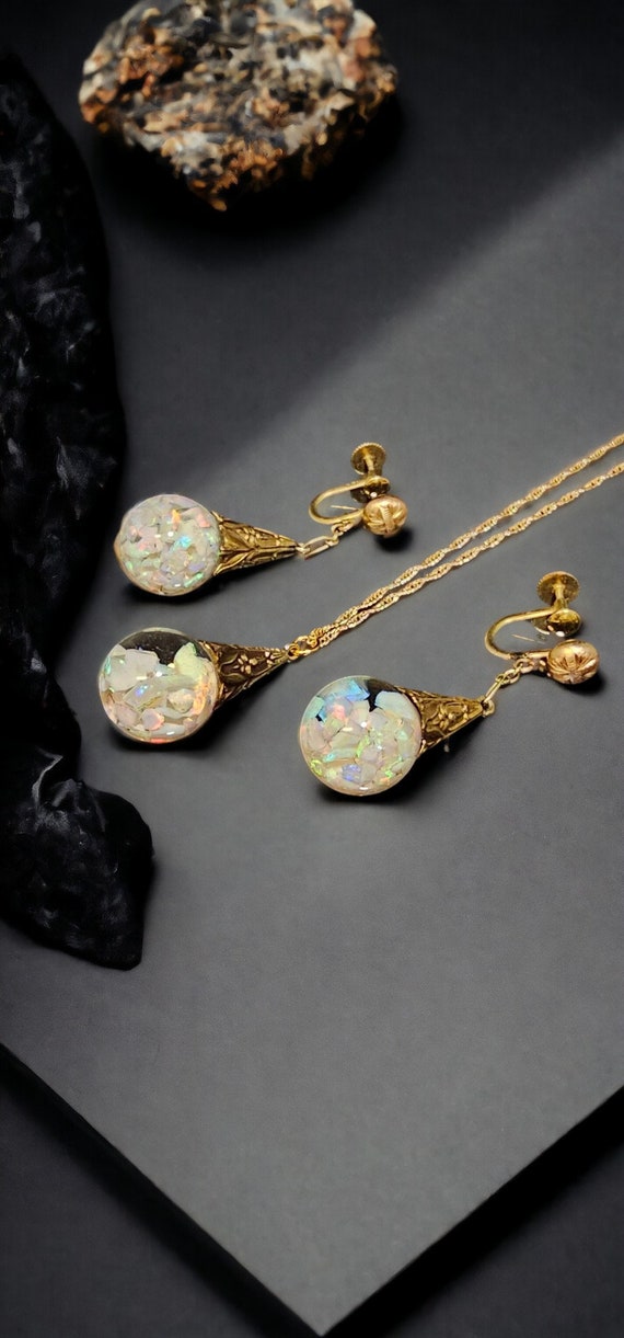 Rare 1922 Antique Horace Welch floating opal set 1