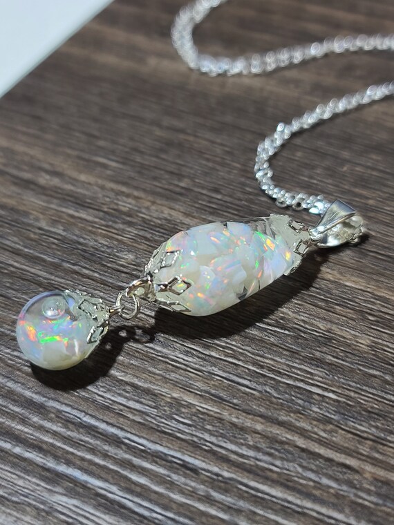 Floating Opal Pendant Tear Drop 