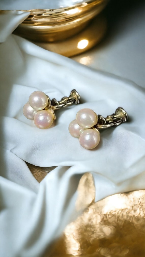 12k GF Cultured Pearl Vandell Earrings Vintage