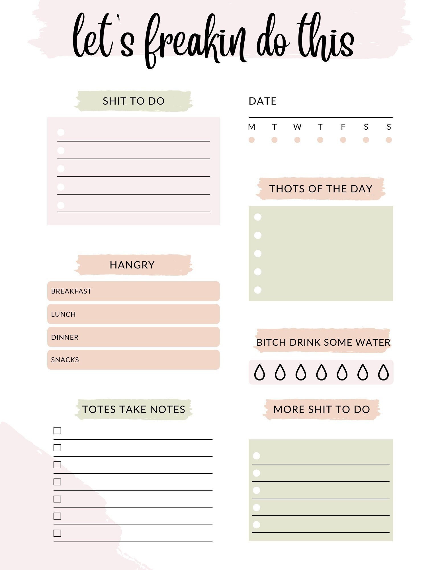 Funny Daily Planner Printable Etsy