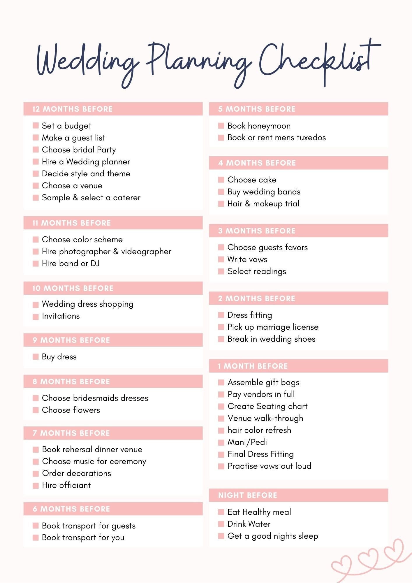 Wedding Planning Checklist 