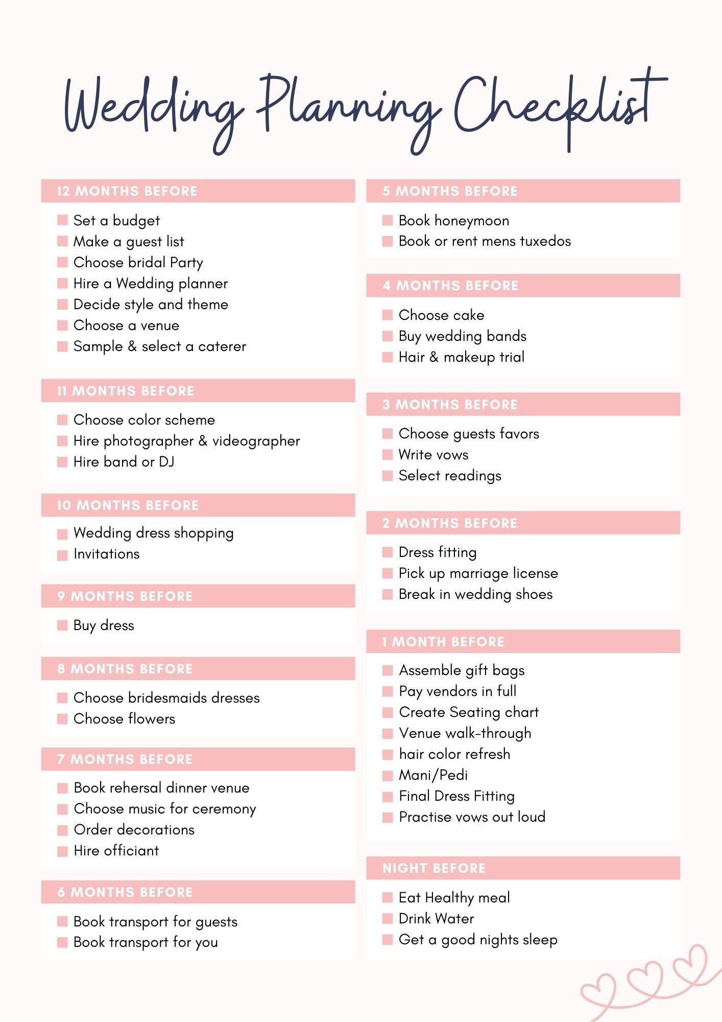 Wedding Photo Checklist