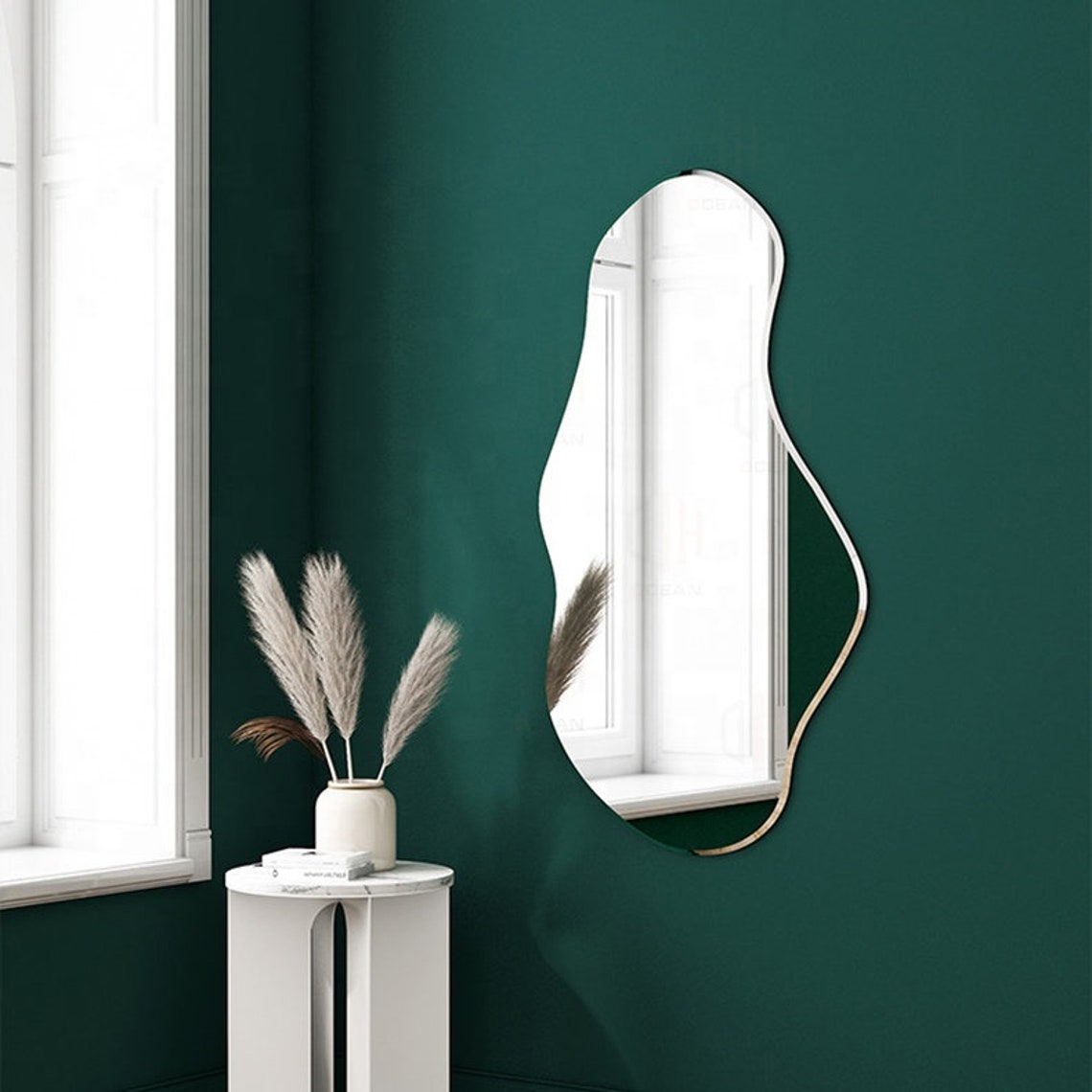 Wavy Asymmetrical Wall Mirror Full Lenght Vanity Mirror Etsy