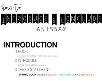 Editable Cómo presentar + concluir un cuadro de anclaje de ensayo, imprimibles para profesores de inglés, lección de inglés de primaria, recursos para profesores