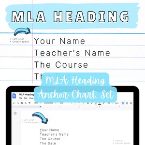 Conjunto de gráficos de anclaje de encabezados MLA, formato MLA, imprimibles para profesores de inglés, lección de inglés primaria, recursos para profesores imagen 2