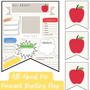All About Me Flag Worksheet, All About Me Activity, All About Me Banner