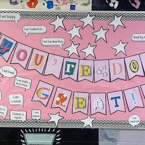 Affirmations + Expressions of Gratitude Bulletin Board Set, Classroom Bulletin Board, Bulletin Board Kit, Elementary Bulletin Board Set