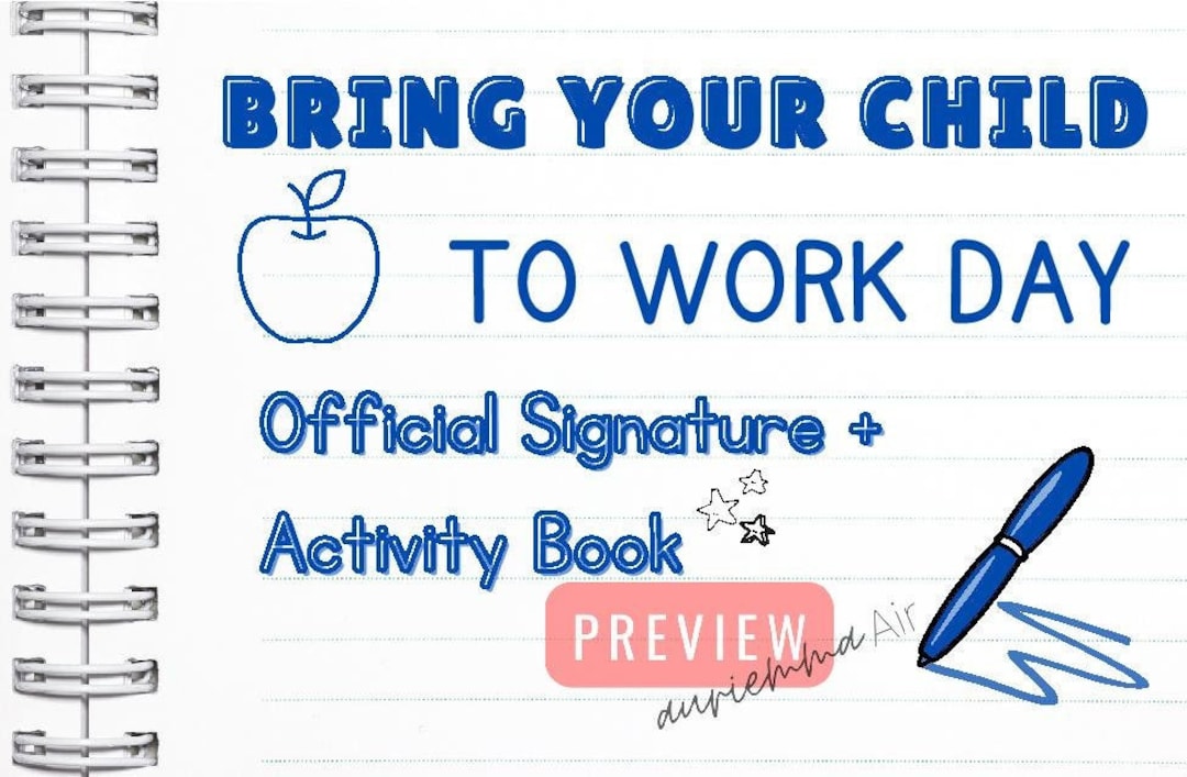 Bring Your Child to Work Day Official Signature + Activity Book - Etsy