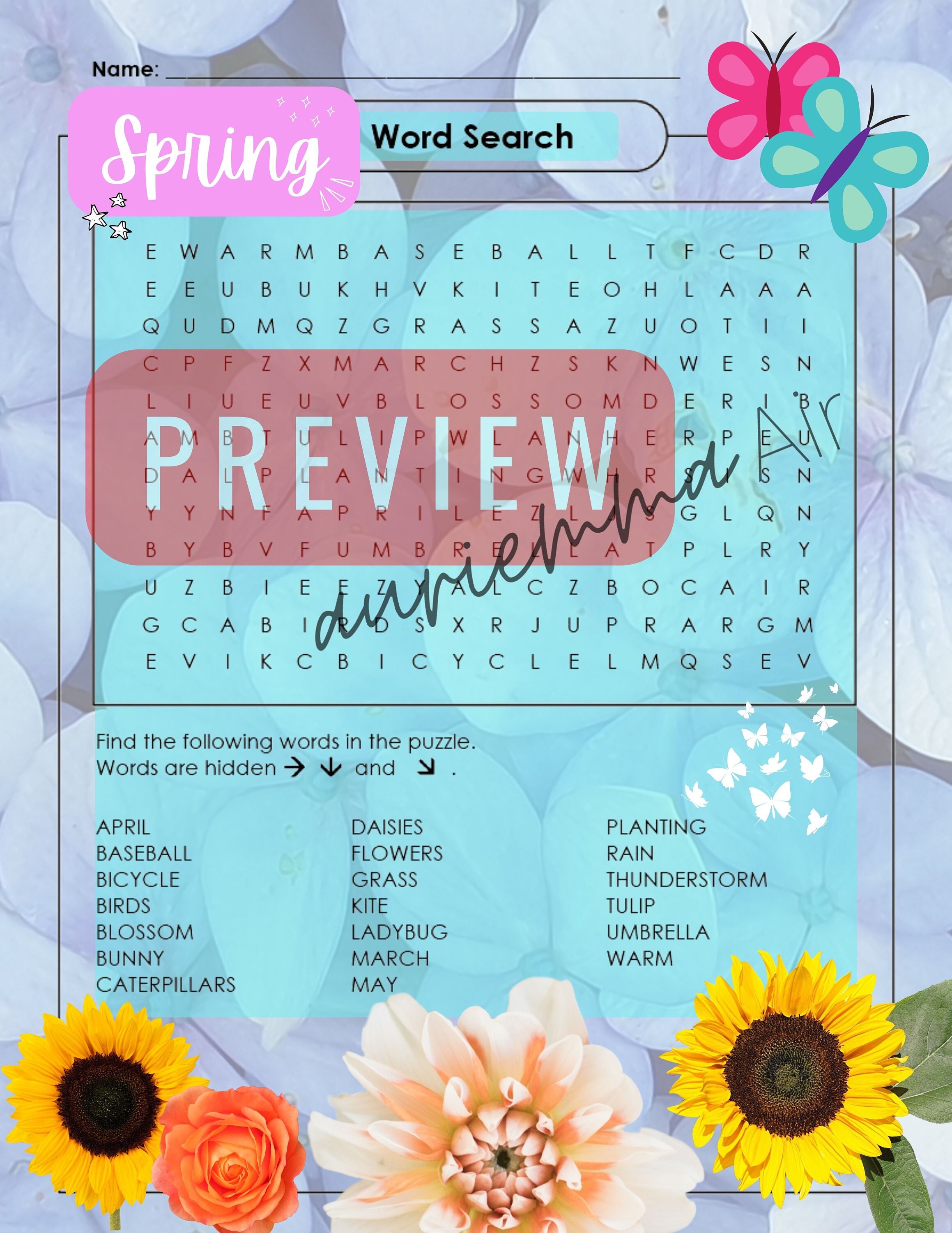 Spring Word Search | Spring Coloring Page | Fun Spring Games ...