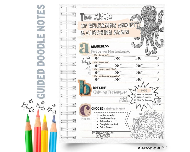 Guided Doodle Notes for Anxiety | the Abcs of Releasing Anxiety ...
