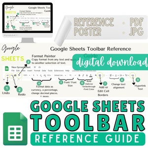 Google Sheets Toolbar Reference Poster, Computer Shortcuts, Computer Lab School Sign, Keyboard Shortcuts, Classroom Posters
