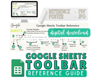 Google Sheets Toolbar Reference Poster, Computer Shortcuts, Computer Lab School Sign, Keyboard Shortcuts, Classroom Posters