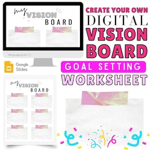 Vision Board Printables, Vision Board Planner, Digital Vision Board Kit