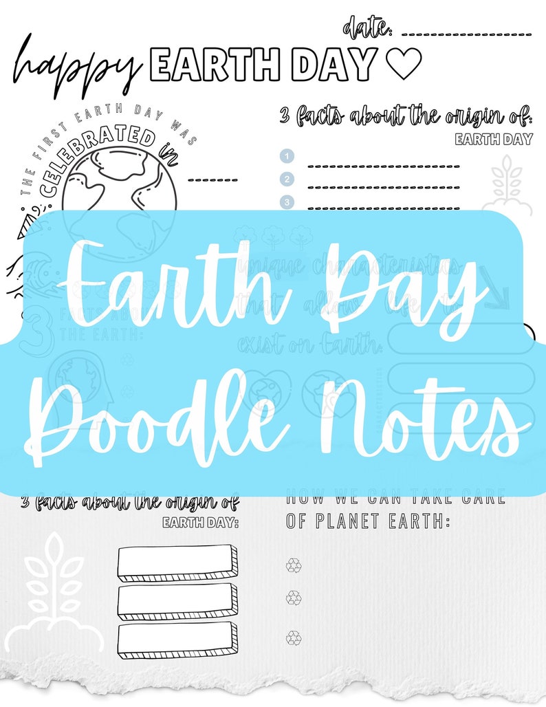 Earth Day Doodle Notes Worksheet, Earth Day Activity, Earth Day ...