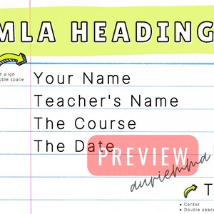 Conjunto de gráficos de anclaje de encabezados MLA, formato MLA, imprimibles para profesores de inglés, lección de inglés primaria, recursos para profesores imagen 4