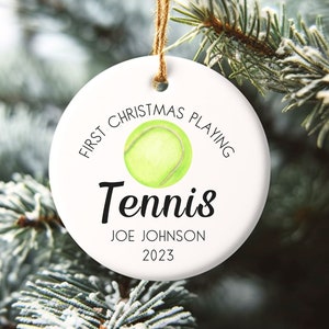 Personalized Tennis Christmas Ornament, First Christmas Playing Tennis, Custom Tennis Gift, Kids Tennis Ornament, Tennis Christmas Gift