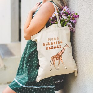 Giraffe Cotton Canvas Tote Bag: Funny Animal Friend Gift