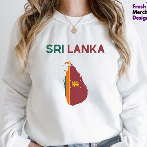 SRI LANKA Sweatshirt, Sri Lanka Gift, Crew Neck Sweatshirt, flag and map,Travel Crewneck, flag map Clothing, Gift For Her, Moving Away Gift,