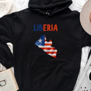 LIBERIA Hoodie,Liberia Gift,Liberia Flag and Map,Liberia Gifts,Liberian Roots,Liberia Holiday,Liberian Birthday,Liberian Gift,Flag Map
