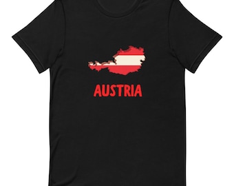 Austria T-shirt,Tourist Shirt, Vacation Shirt,Flag and Map Shirt,Bella Canvas 3001,Travel Shirt,Moving Away Gift,Holiday Gifts,FlagAndMap,