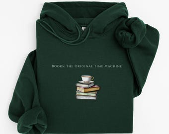 Books The Original Time Machine Hoodie, Book Lover Hoodie, Minimalist Book Hoodie, Book Club Gift, Bookish Hoodie, Reading Gift