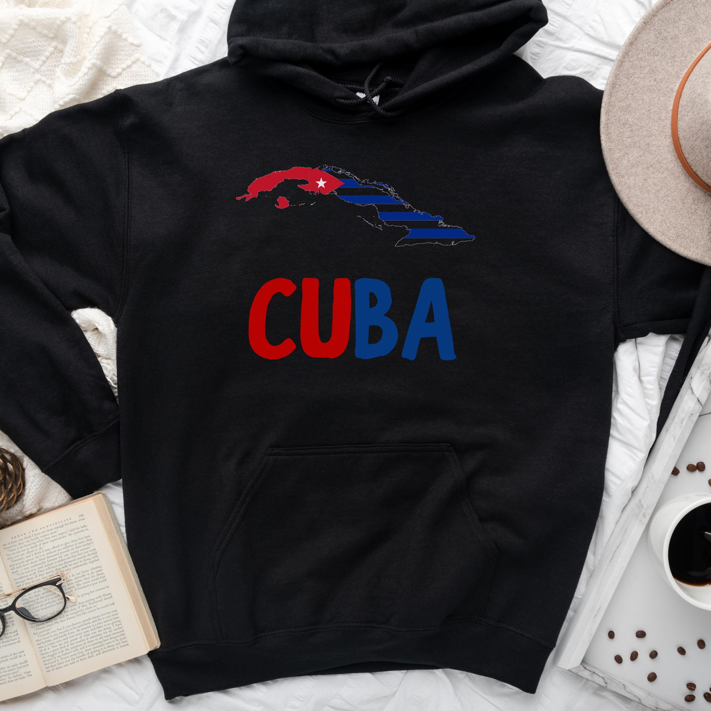 Cuba Hoodie with Vintage Cuban Flag Sports Design - Adult (Unisex