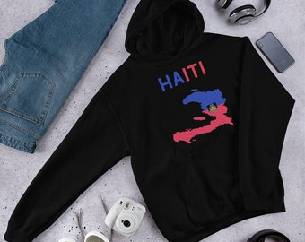 Haiti Flag Map Hoodie: Souvenir Gift