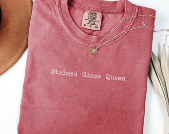 Stained Glass Queen T-shirt | Comfort Colors® Stained Glass Shirt | Glass Artist Gift | Stained Glass Tee | Gift for Glass Artist