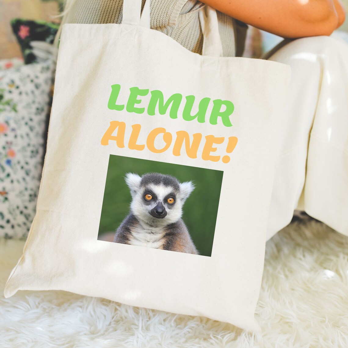 Lemur Alone Tote Bag Animal Tote Bags Tote Bags Animal Etsy